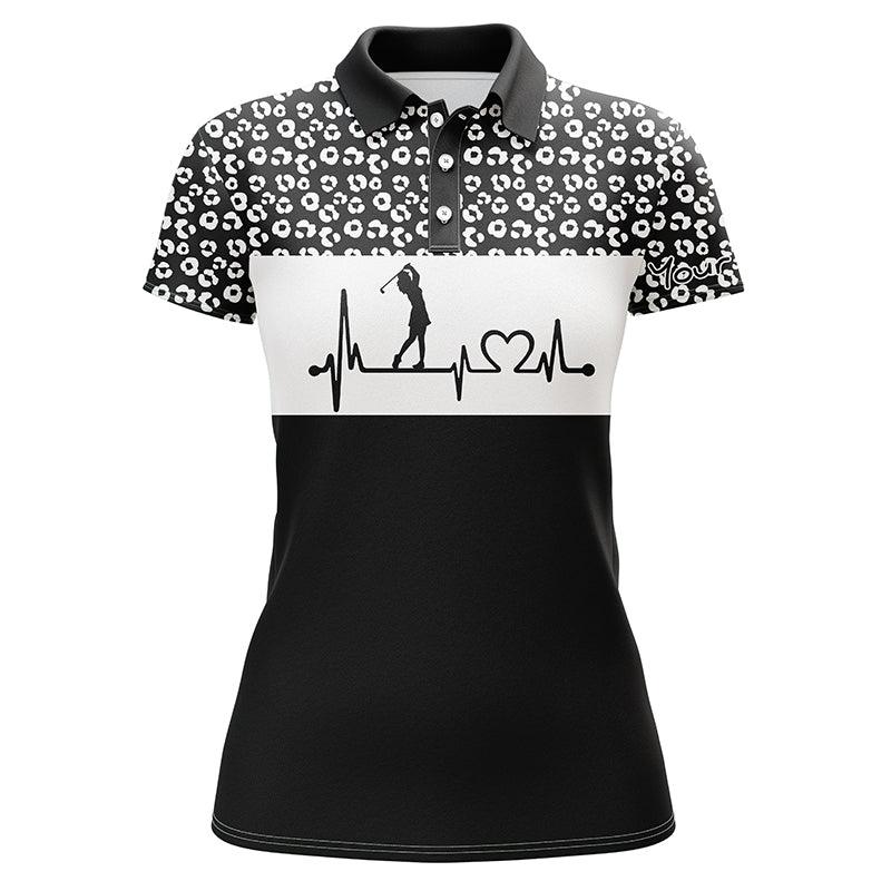 Golf Custom Name Women Polo Shirt, Heartbeat Leopard Pattern Personalized Women Polo Shirts, Best Golfing Gift For Ladies, Golf Lovers, Golfers - Image 6