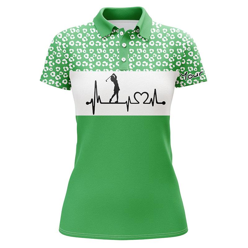 Golf Custom Name Women Polo Shirt, Heartbeat Leopard Pattern Personalized Women Polo Shirts, Best Golfing Gift For Ladies, Golf Lovers, Golfers - Image 8