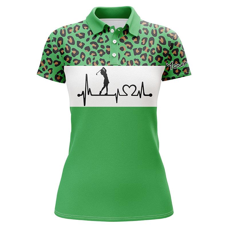 Golf Custom Name Women Polo Shirt, Heartbeat Leopard Pattern Personalized Women Polo Shirts, Best Golfing Gift For Ladies, Golfers, Golf Lovers - Image 6
