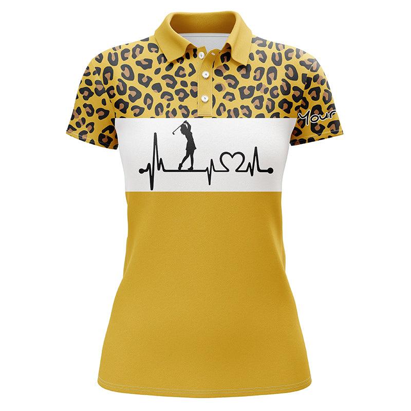 Golf Custom Name Women Polo Shirt, Heartbeat Leopard Pattern Personalized Women Polo Shirts, Best Golfing Gift For Ladies, Golfers, Golf Lovers - Image 8