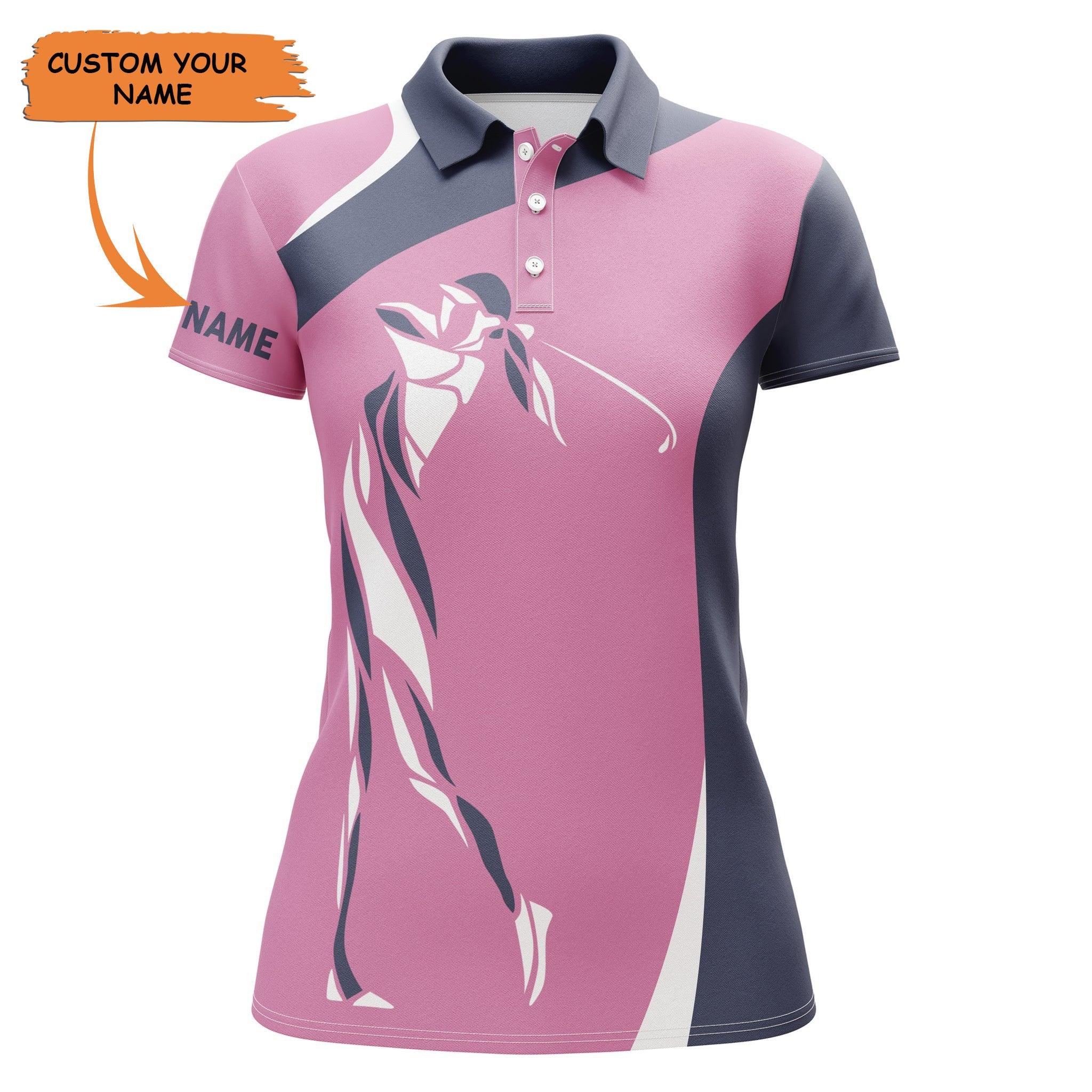 Golf Custom Name Women Polo Shirt, Pink Women Golf Polo Shirt, Girl Golf Personalized Women Polo Shirt - Perfect Gift For Ladies, Golf Lovers, Golfers