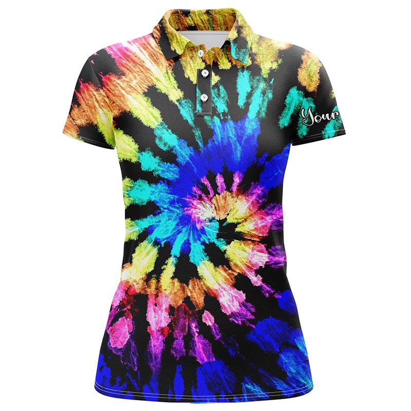 Golf Custom Name Women Polo Shirt, Tie Dye Pattern Personalized Women Polo Shirts, Golf Tops, Perfect Gift For Ladies, Golf Lovers, Golfers - Image 2