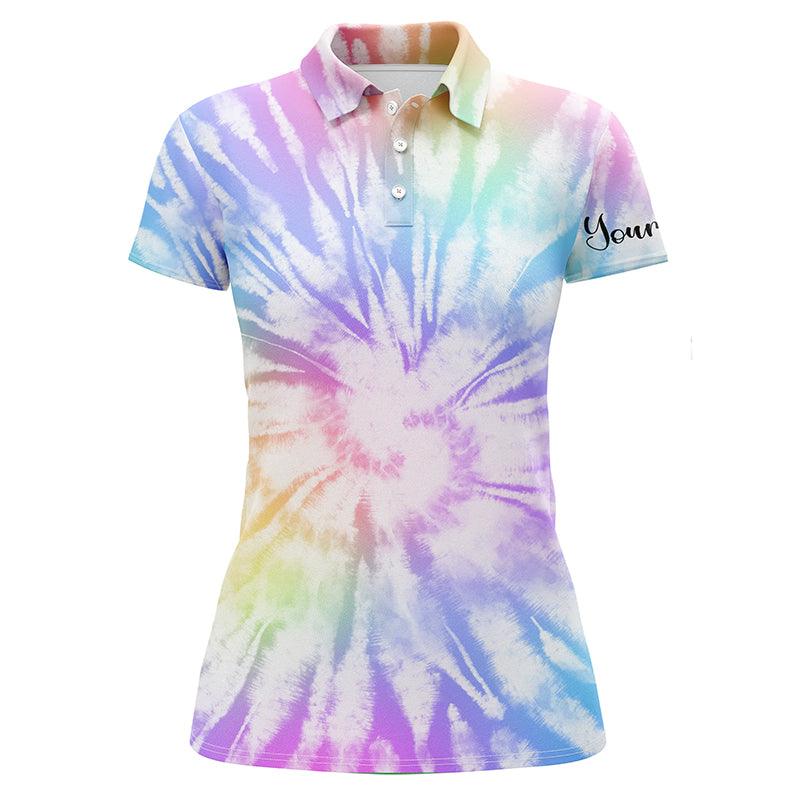 Golf Custom Name Women Polo Shirt, Watercolor Tie Dye Background Personalized Women Polo Shirts, Golf Tops, Gift For Ladies, Golf Lovers, Golfers - Image 2