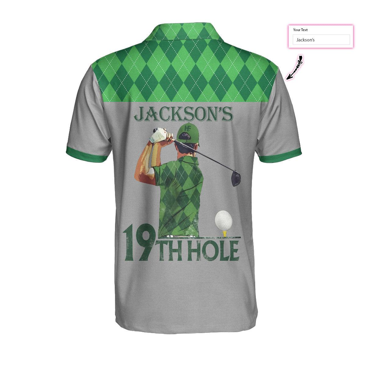 Golf Customized Name Men Polo Shirt, Green Argyle Pattern Golf Polo Shirt For Men, Personalized Golf Polo Shirt Name 19TH Hole - Gift For Golfers, Golf Lovers - Image 3