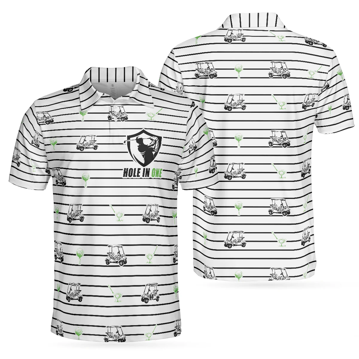 Custom Golf Men Polo Shirt - Golf Equipment Stripe Line Men Polo Shirt, Black And White Golfing Men Polo Shirt - Perfect Polo Shirt For Men, Golfers - Image 2