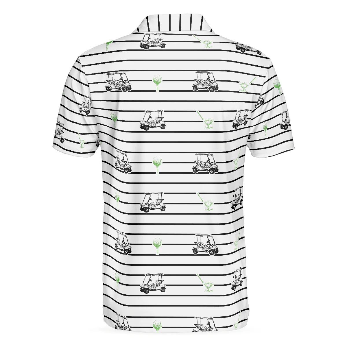 Custom Golf Men Polo Shirt - Golf Equipment Stripe Line Men Polo Shirt, Black And White Golfing Men Polo Shirt - Perfect Polo Shirt For Men, Golfers - Image 3