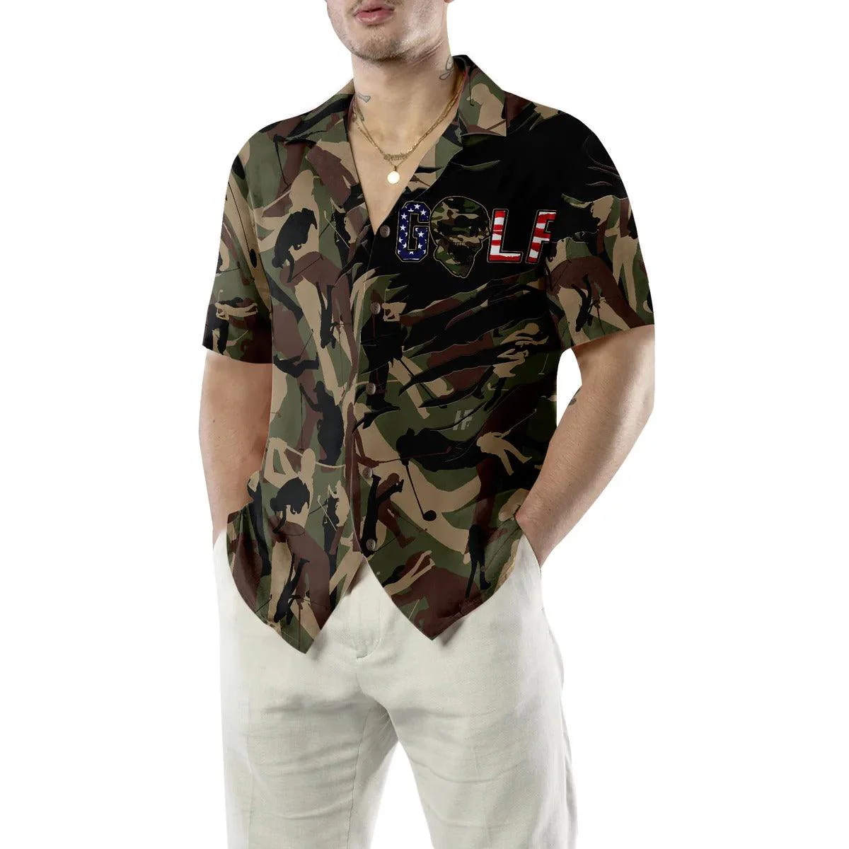 Golf Hawaiian Shirt, Camouflage Golf Hawaiian Shirt, Camouflage Aloha Shirt - Perfect Gift For Men, Women, Husband, Wife, Golf Lover, Friend, Family