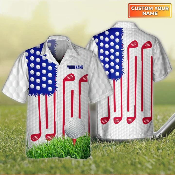 Golf Hawaiian Shirt Custom Name, Golf Clubs Personalized Golf White Hawaiian Shirt For Men - Perfect Gift For Golf Lovers, Golfers