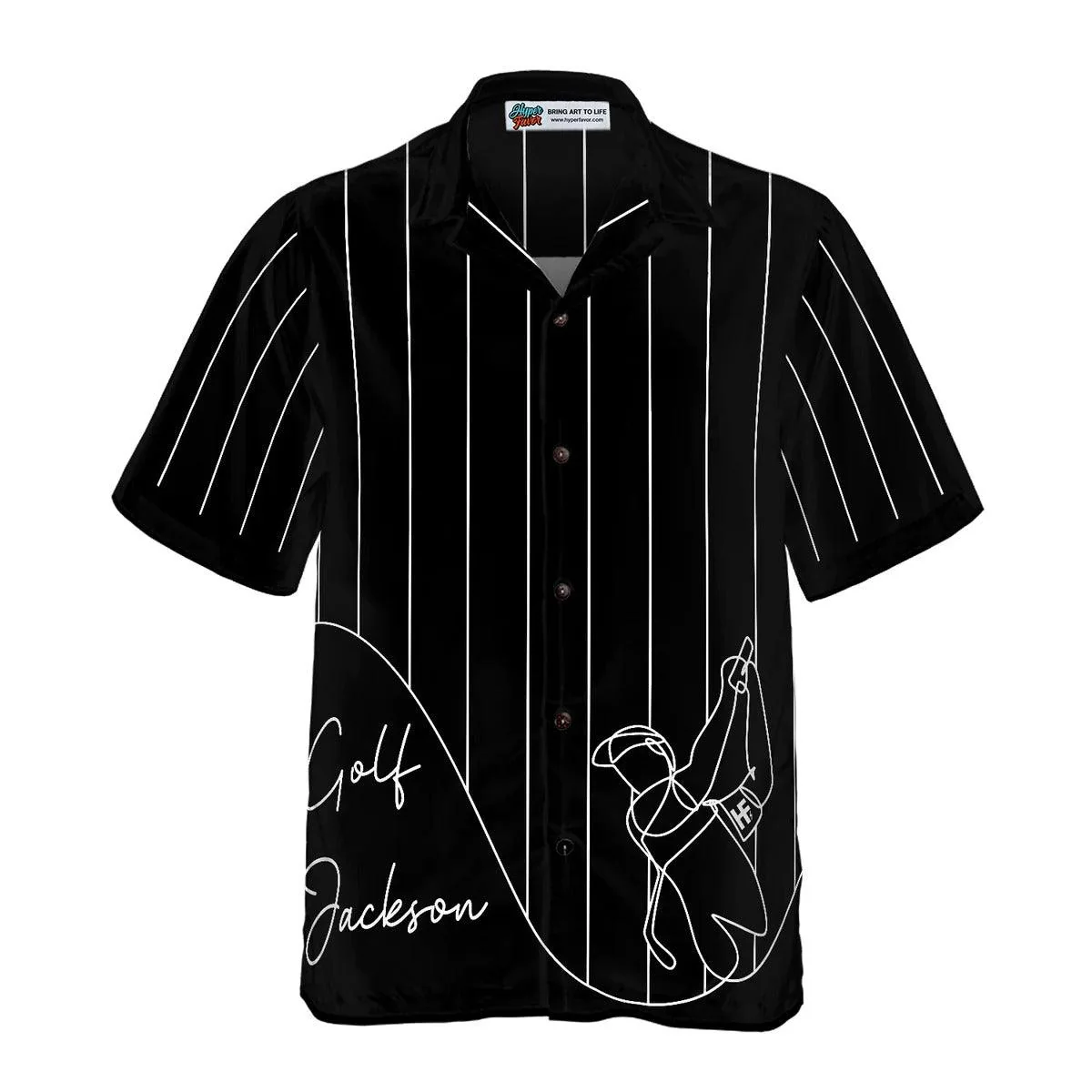 Golf Hawaiian Shirt Custom Name, One Line Drawing Golfer Personalized Aloha Hawaiian Shirt - Perfect Gift For Men, Women, Golf Lover, Friend, Family - Image 4