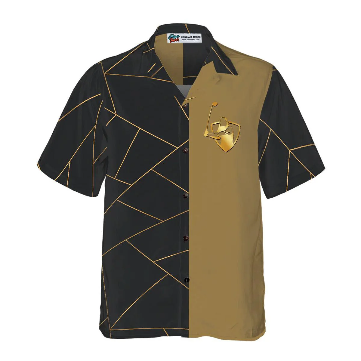 Golf Hawaiian Shirt, Golden Lines Golf Aloha Shirt, Golf Aloha Hawaiian Shirt For Summer - Perfect Gift For Men, Women, Golf Lover, Friend, Family - Image 2