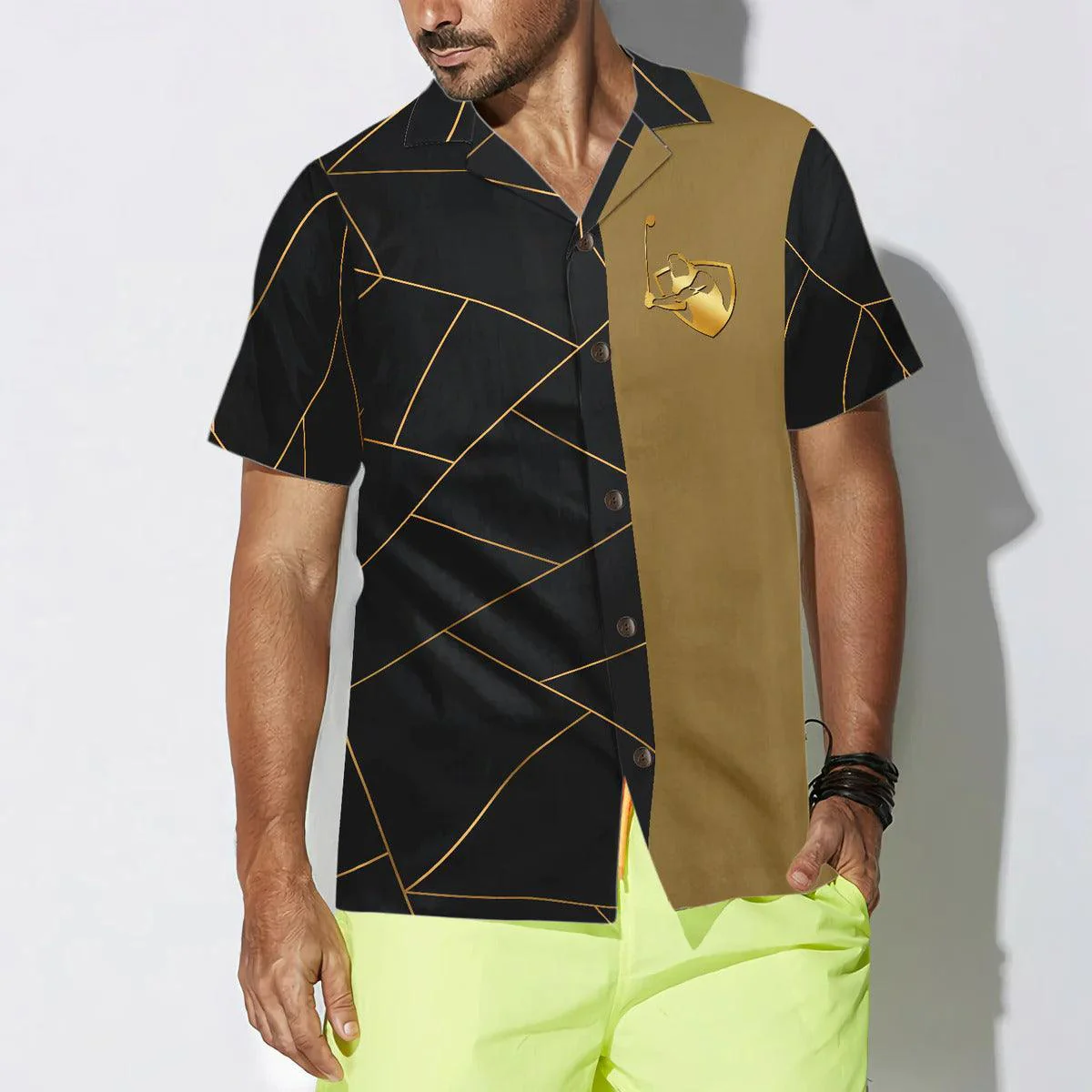 Golf Hawaiian Shirt, Golden Lines Golf Aloha Shirt, Golf Aloha Hawaiian Shirt For Summer - Perfect Gift For Men, Women, Golf Lover, Friend, Family - Image 5