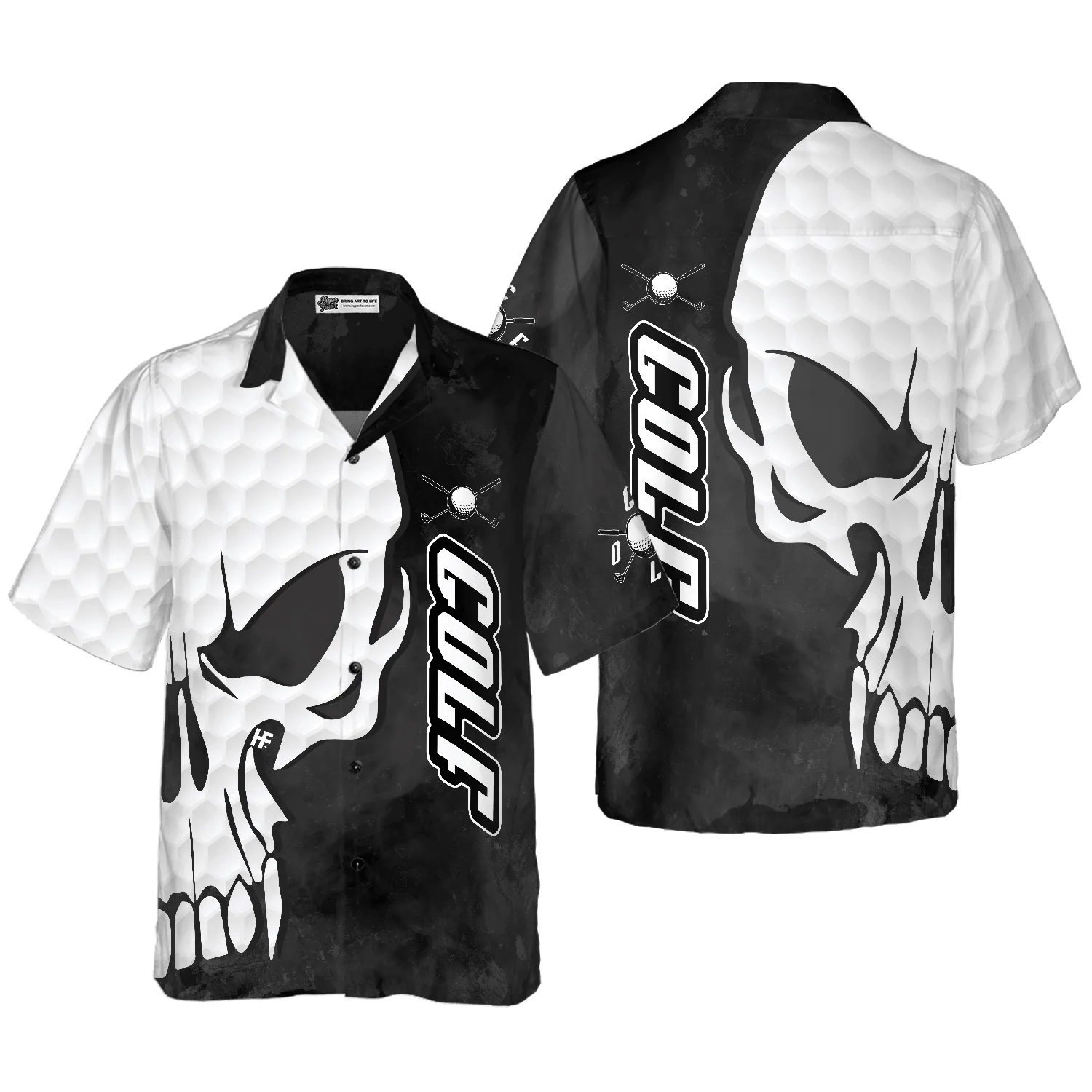 Golf Hawaiian Shirt, Golf and Skull, Black White Summer Aloha Shirt For Men Women, Perfect Gift For Husband, Wife, Friend, Family, Golfer - Image 4