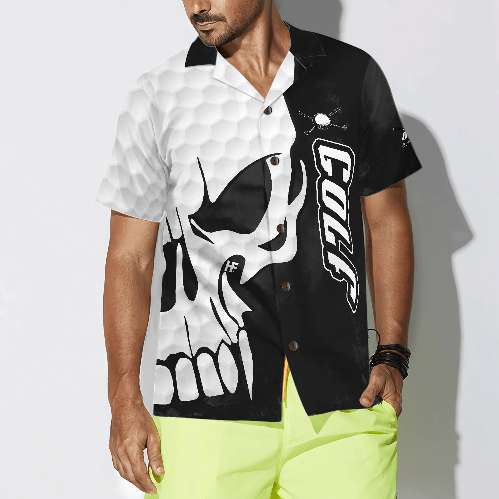 Golf Hawaiian Shirt, Golf and Skull, Black White Summer Aloha Shirt For Men Women, Perfect Gift For Husband, Wife, Friend, Family, Golfer - Image 5