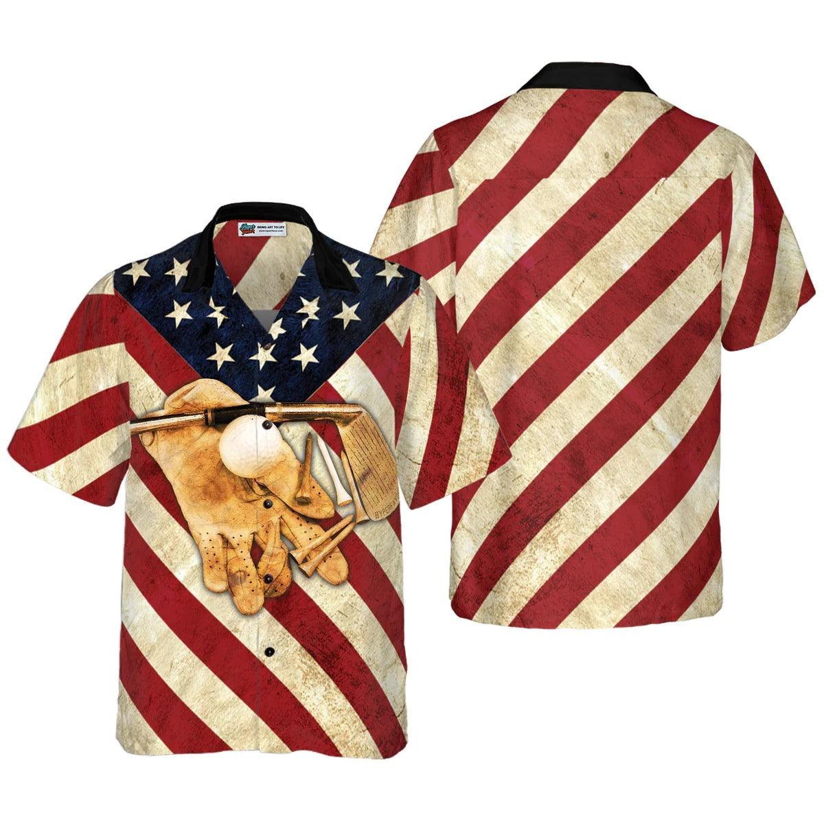 Golf Hawaiian Shirt, Golf Flag Vintage Hawaiian Shirt, Vintage Golf Aloha Shirt - Perfect Gift For Men, Women, Golf Lover, Friend, Family