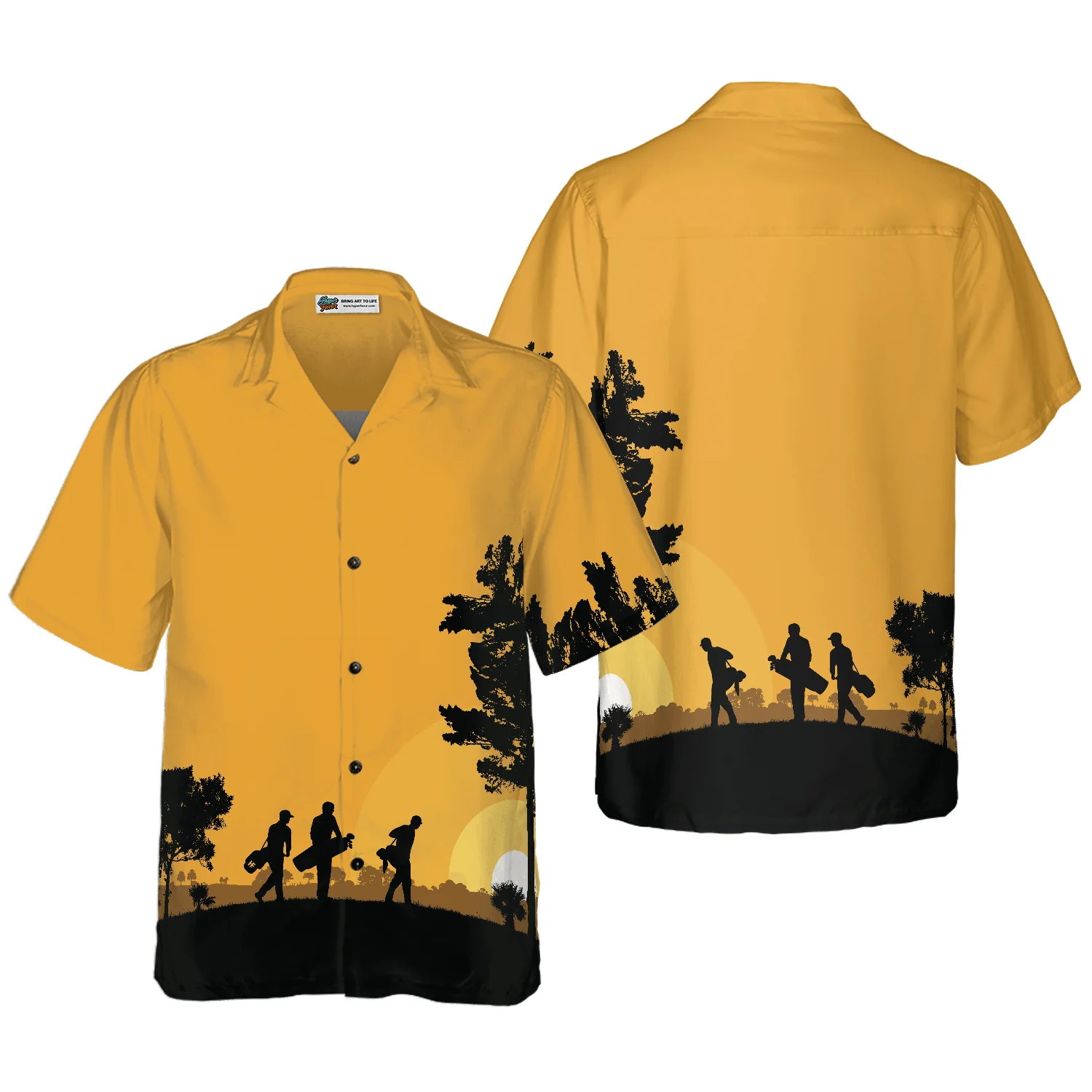 Golf Hawaiian Shirt, Golfers At Dusk, Colorful Summer Aloha Hawaiian Shirt For Men Women, Perfect Gift For Family, Husband, Wife, Golf Lovers, Golfers