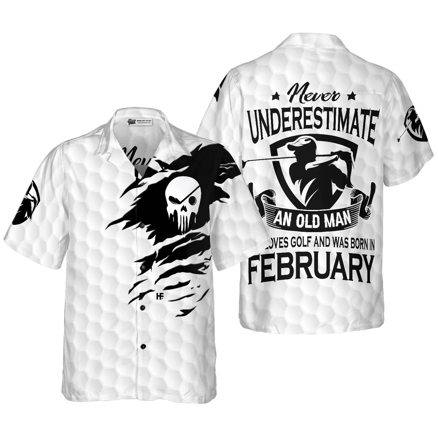 Golf Hawaiian Shirt, Never Underestimate A Golfer Born In February Aloha Hawaiian Shirt For Summer, Colorful Aloha Shirt For Men Women, Friend, Team