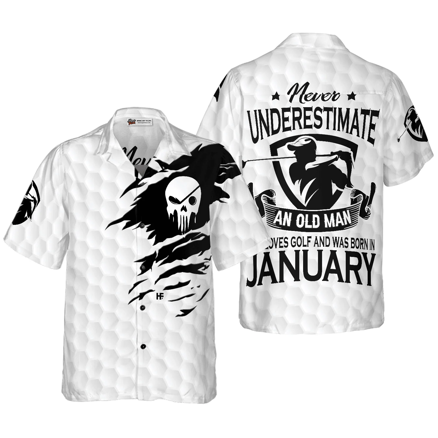 Golf Hawaiian Shirt, Never Underestimate A Golfer Born In January Aloha Hawaiian Shirt For Summer, Colorful Aloha Shirt For Men Women, Friend, Team