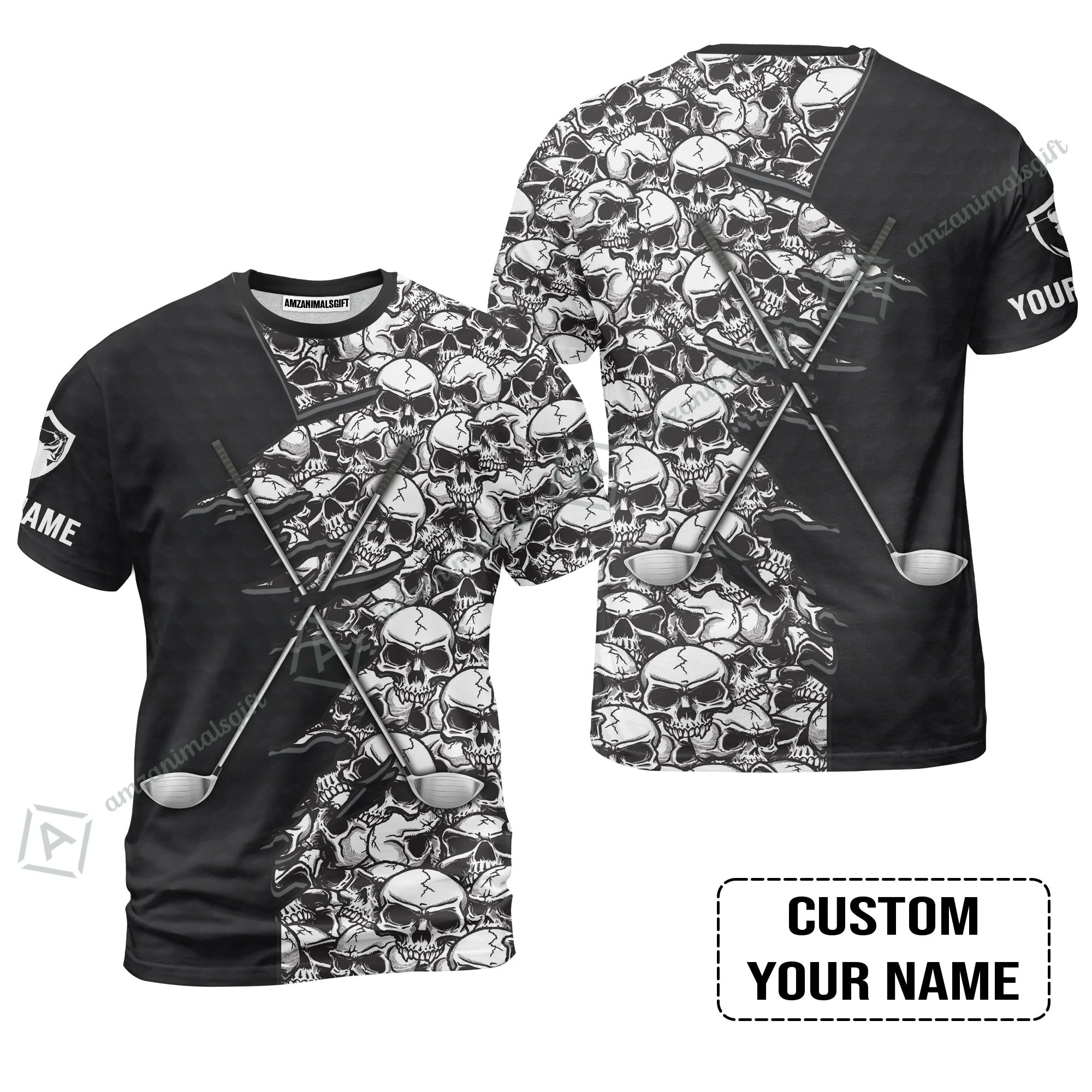 Golf Hawaiian Shirt, Pattern Skull Golf Clubs Performance Custom Name Apparel - Personalized Sports Gift For Men, Golf Lovers - Image 7