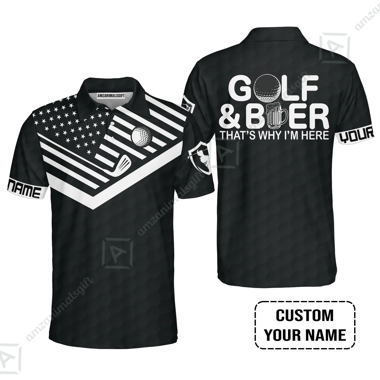Golf Hawaiian Shirt - Personalized American Flag Golf Hawaiian Shirt, Golf And Beer That's Why I'm Here Custom Shirt - Image 8