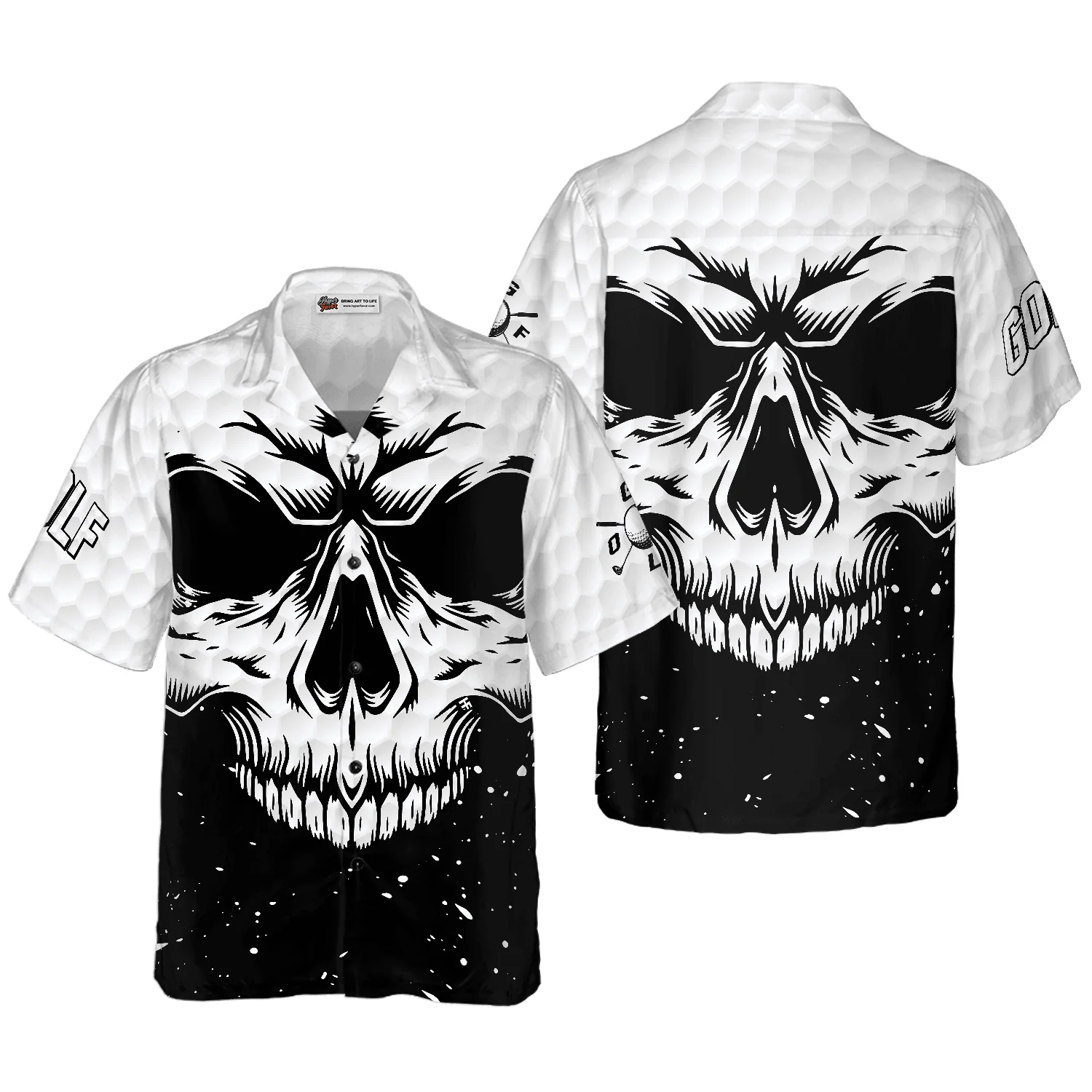 Golf Hawaiian Shirt White Skull, Colorful Summer Aloha Hawaiian Shirt For Men Women, Gift For Friend, Family, Husband, Wife, Golf Lovers, Golfers