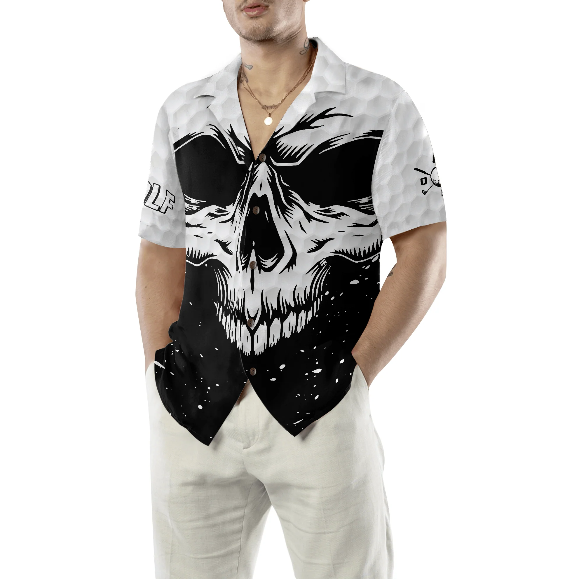 Golf Hawaiian Shirt White Skull, Colorful Summer Aloha Hawaiian Shirt For Men Women, Gift For Friend, Family, Husband, Wife, Golf Lovers, Golfers - Image 5