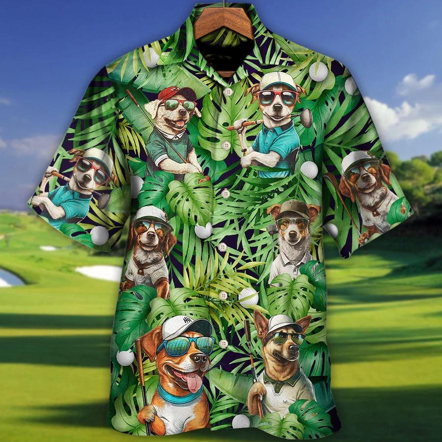 Golf Hawaiian Shirts - Dog Playing Golf Aloha Shirts, Are You Looking At My Putt Tropical Leaves Hawaiian Shirt - Perfect Gift For Men, Golfers, Dog Lovers - Image 5