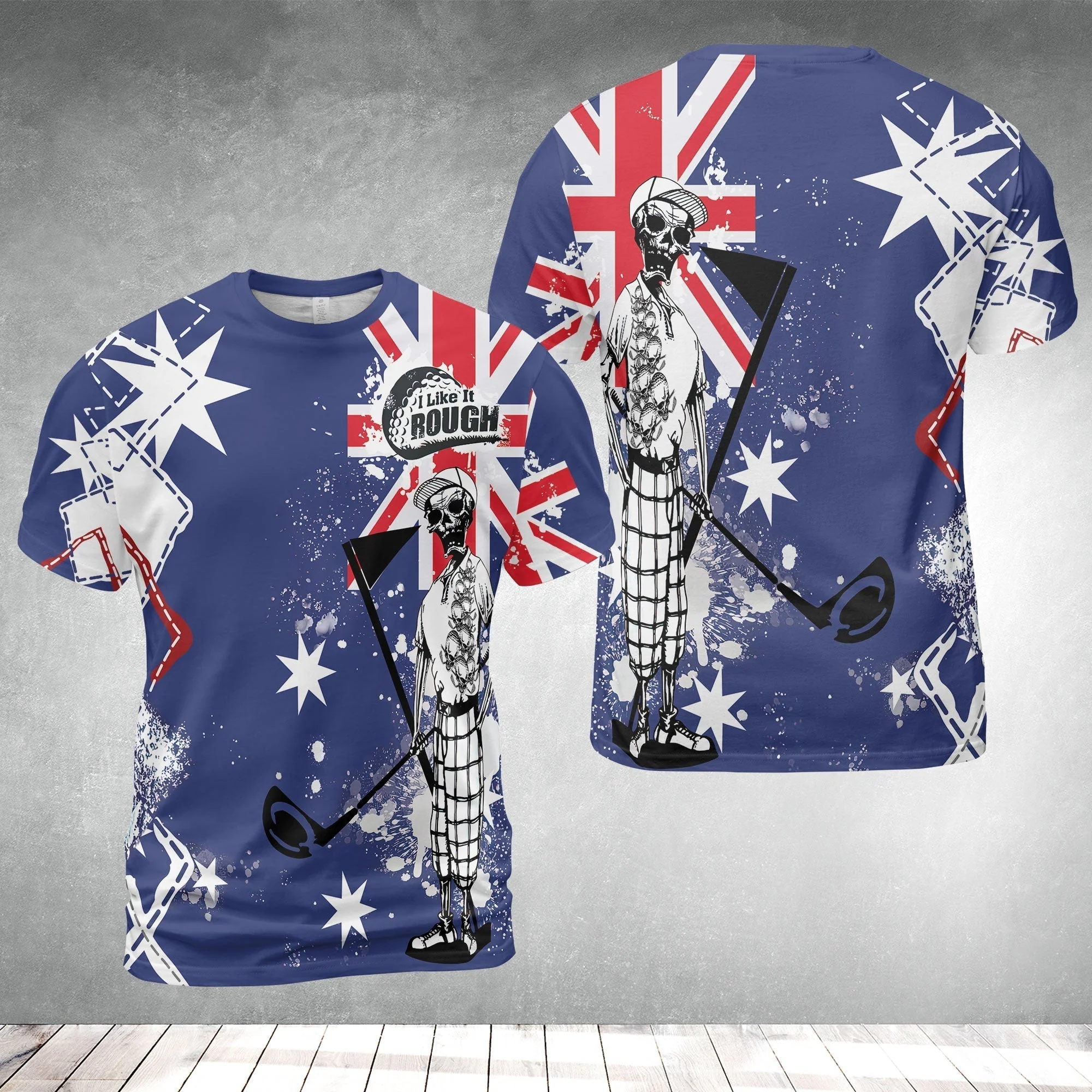 Golf Hoodie, Argyle Pattern Skeleton Golfing, Golf I Like It Rough Australian Flag Hoodie For Men - Best Gift For Golfers, Golf Lovers - Image 6