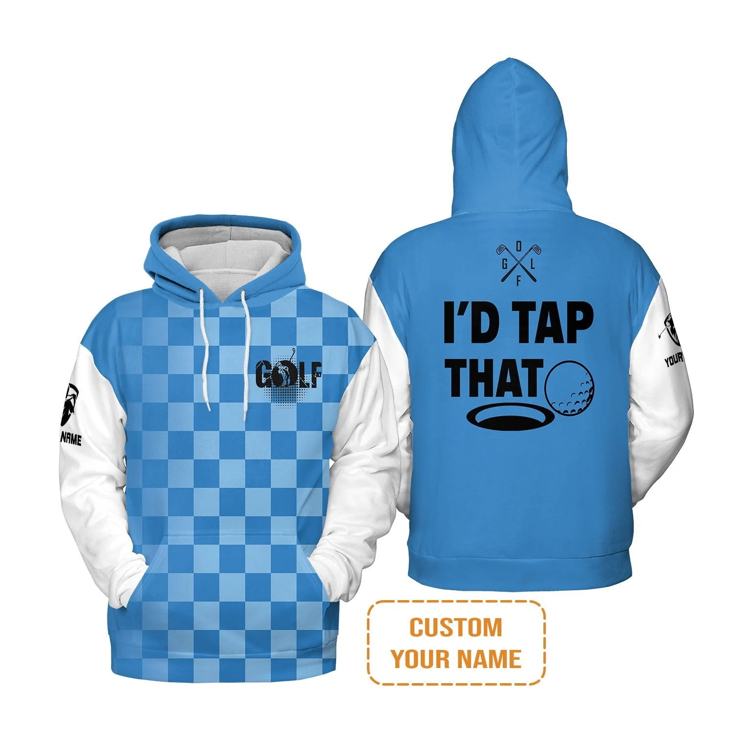 Golf Hoodie - Funny Custom Name Apparel, I'd Tap That Men Golf Hoodie - Personalized Gift For Golf Lover, Team, Golfers, Husband, Boyfriend - Image 2