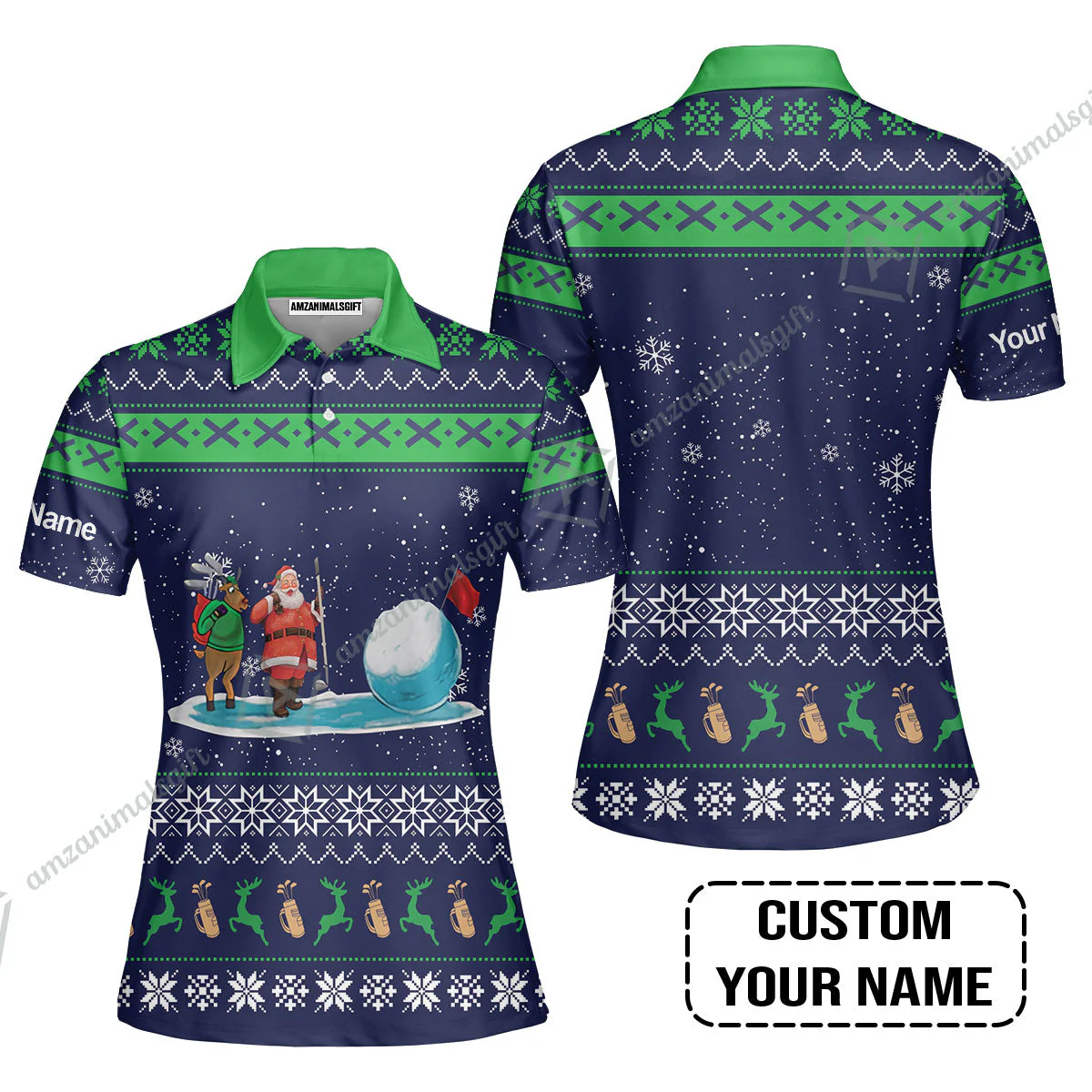 Golf Hoodie - Funny Ugly Christmas Pattern Custom Name Apparel - Personalized Gift For Golf Lover, Men, Team, Husband, Boyfriend - Image 6