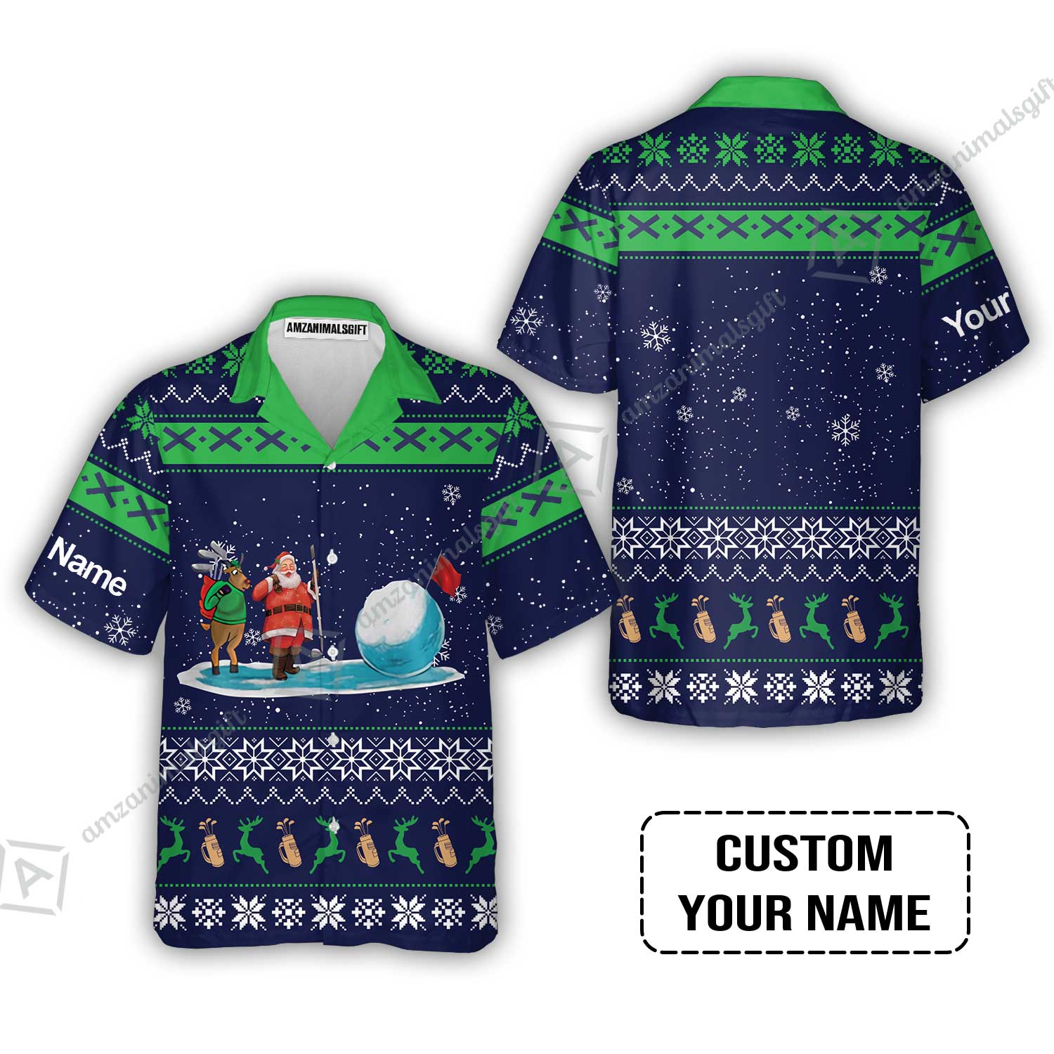 Golf Hoodie - Funny Ugly Christmas Pattern Custom Name Apparel - Personalized Gift For Golf Lover, Men, Team, Husband, Boyfriend - Image 8