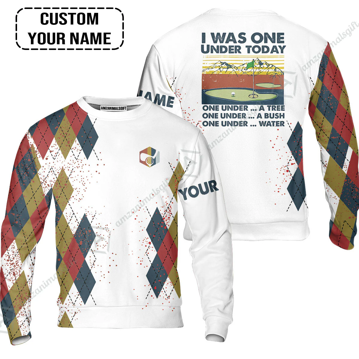 Golf Long Sleeve Men Polo Shirt Custom Name - I Was One Under Today One Under A Tree Bush and Water - Image 5