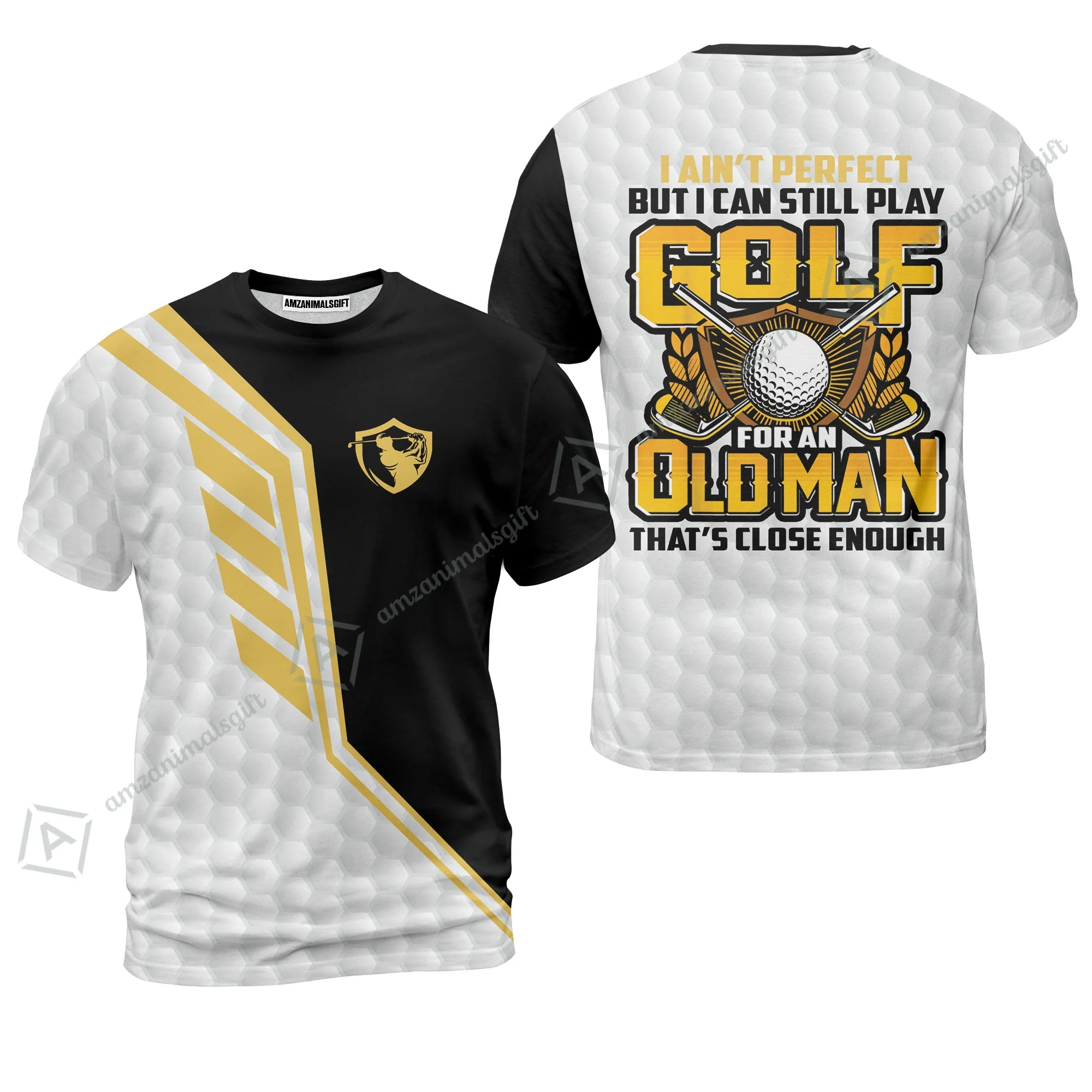 Golf Long Sleeve Men Polo Shirt - I Ain't Perfect But I Can Still Play Golf Polo Shirt, Black And White Golfing Shirt - Image 7