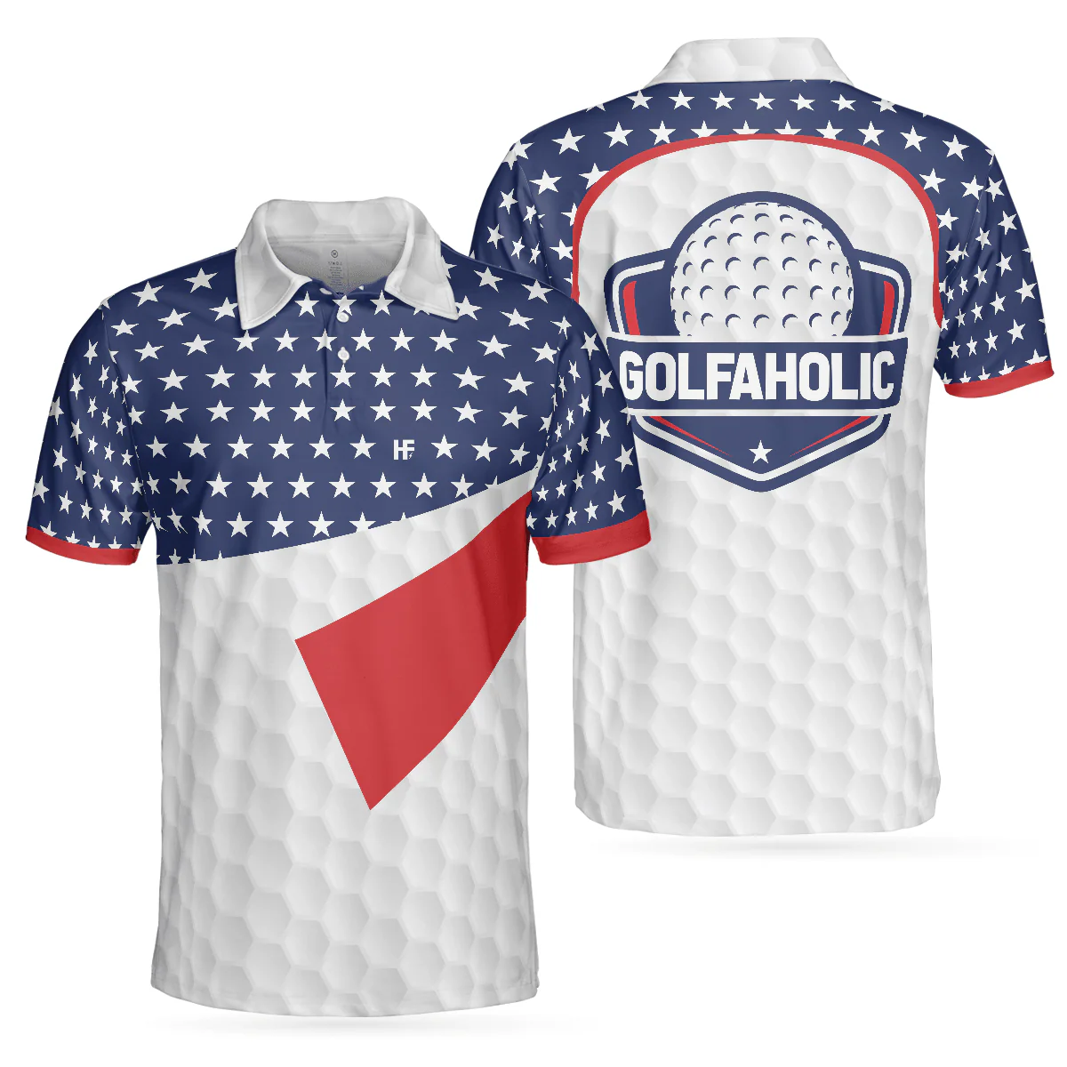 Golf Men Polo Shirt, American Flag Texture Golf Polo Shirt, Golfaholic Polo Shirt For Men - Best Gift For Golfers, Golf Lovers