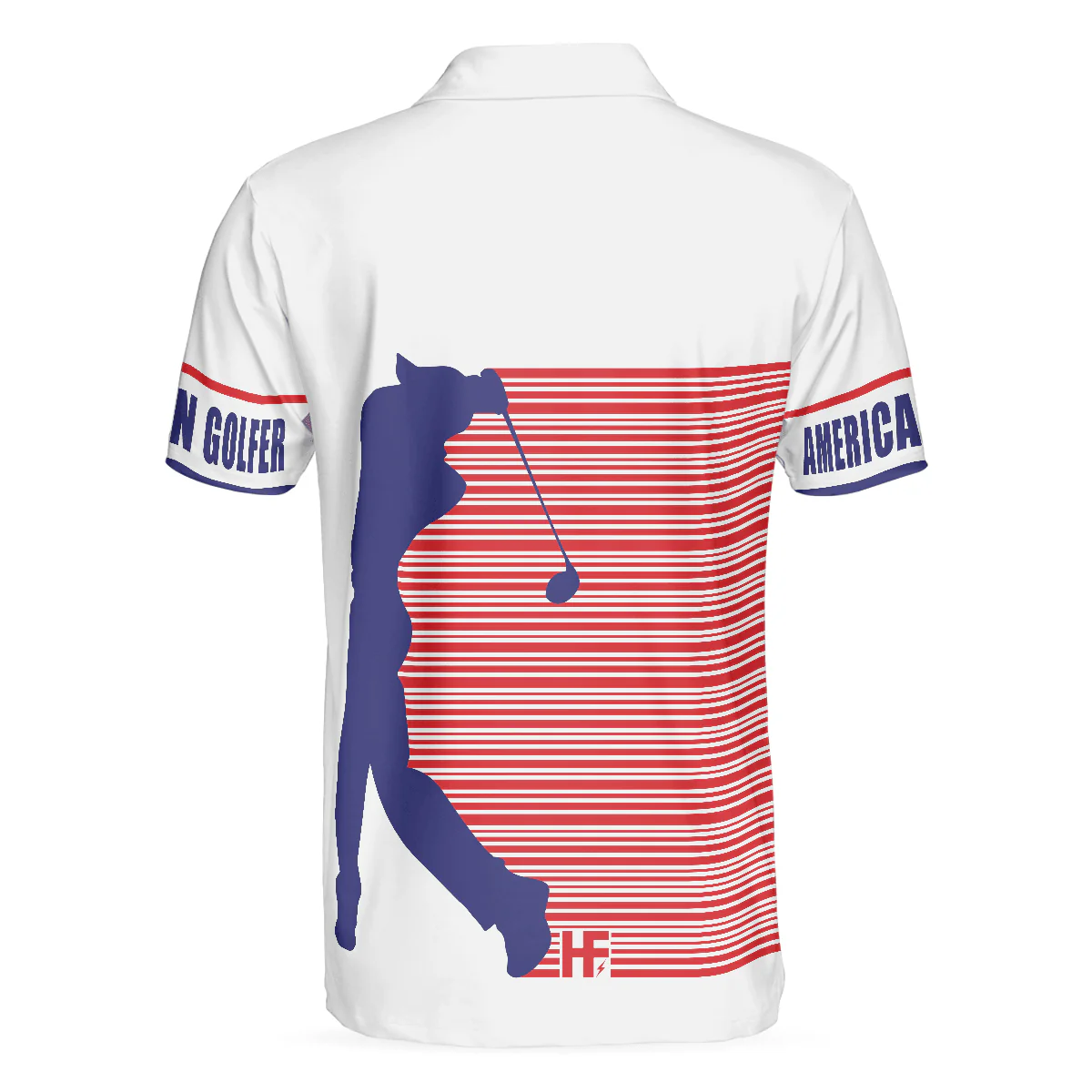 Golf Men Polo Shirt, American Golfer, Strips Barcode American Flag Polo Shirt For Men - Best Gift For Golfers, Golf Lovers - Image 2