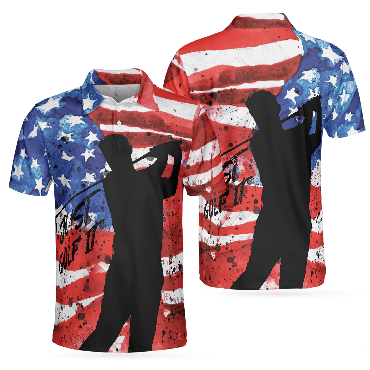 Golf Men Polo Shirt, American Golfer, Wet Paint American Flag Polo Shirt For Men - Best Gift For Golfers, Golf Lovers