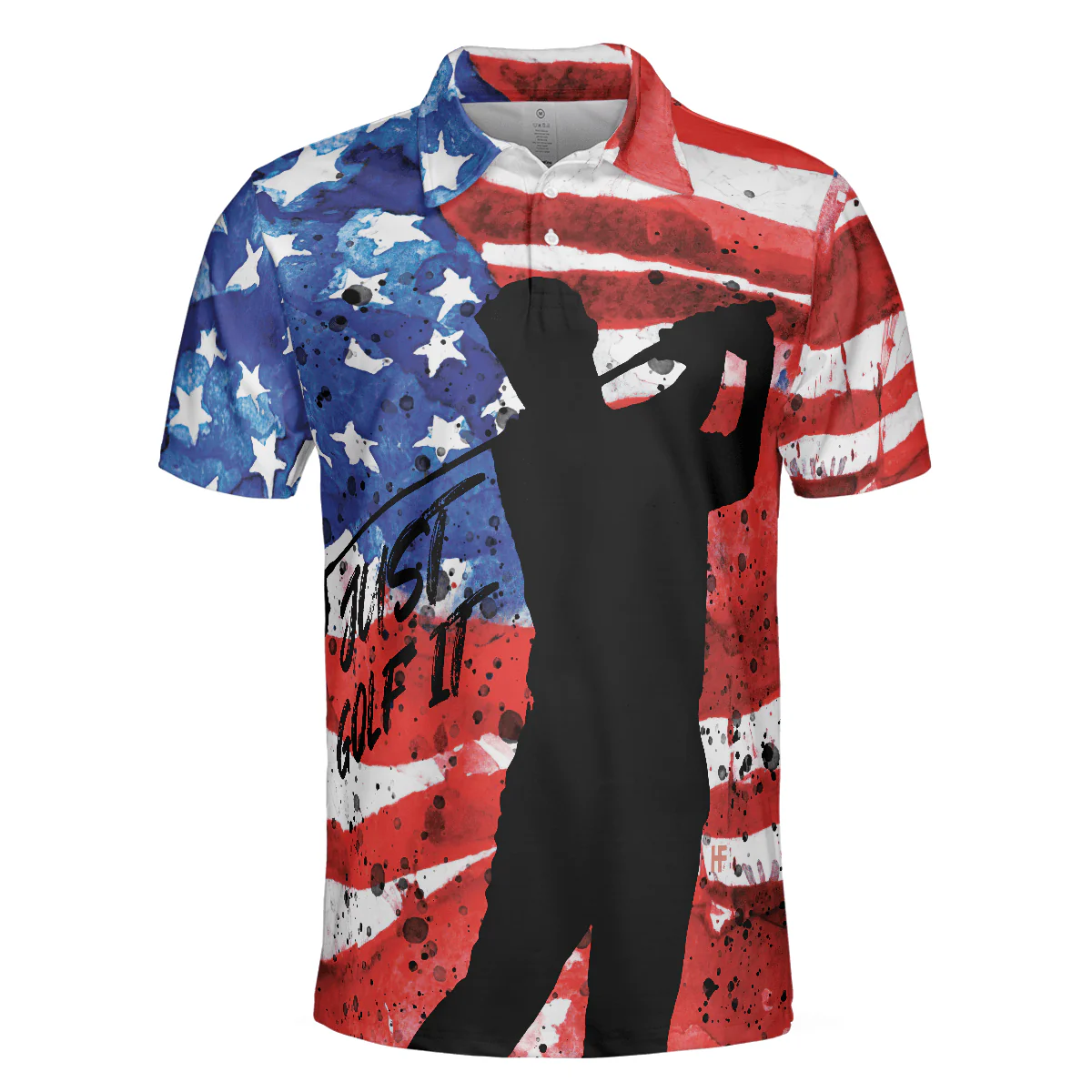 Golf Men Polo Shirt, American Golfer, Wet Paint American Flag Polo Shirt For Men - Best Gift For Golfers, Golf Lovers - Image 3