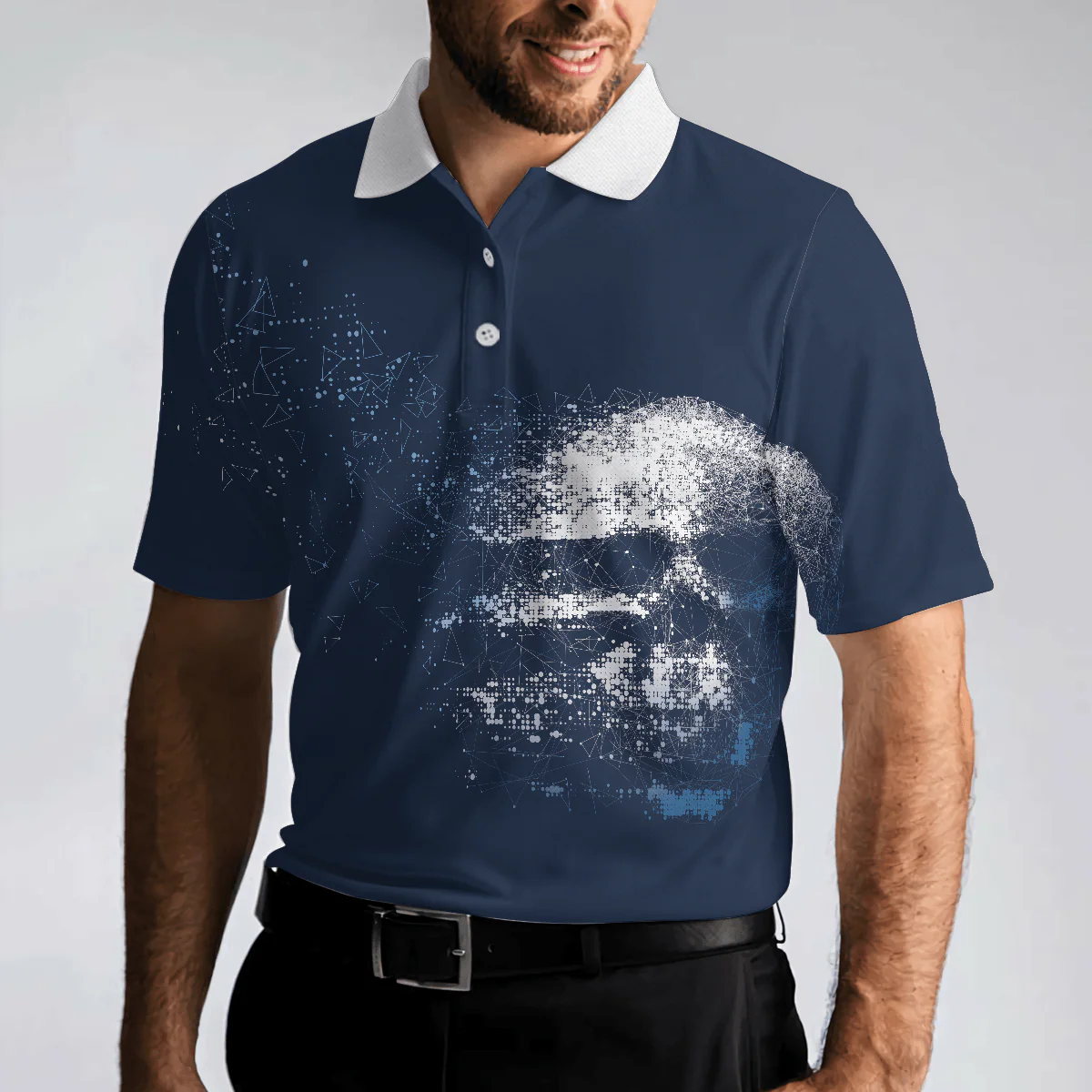 Golf Men Polo Shirt, Artistic High Tech Skull Polo Shirt, Golf Players Shirt For Men - Best Gift For Golfers, Golf Lovers - Image 4
