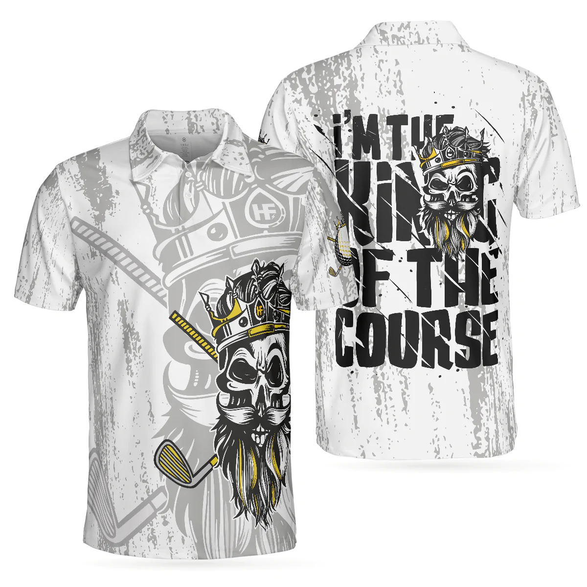 Golf Men Polo Shirt, Black And White Skull, I'm The King Of The Course Golf Shirt For Men - Perfect Gift For Golfers, Golf Lovers
