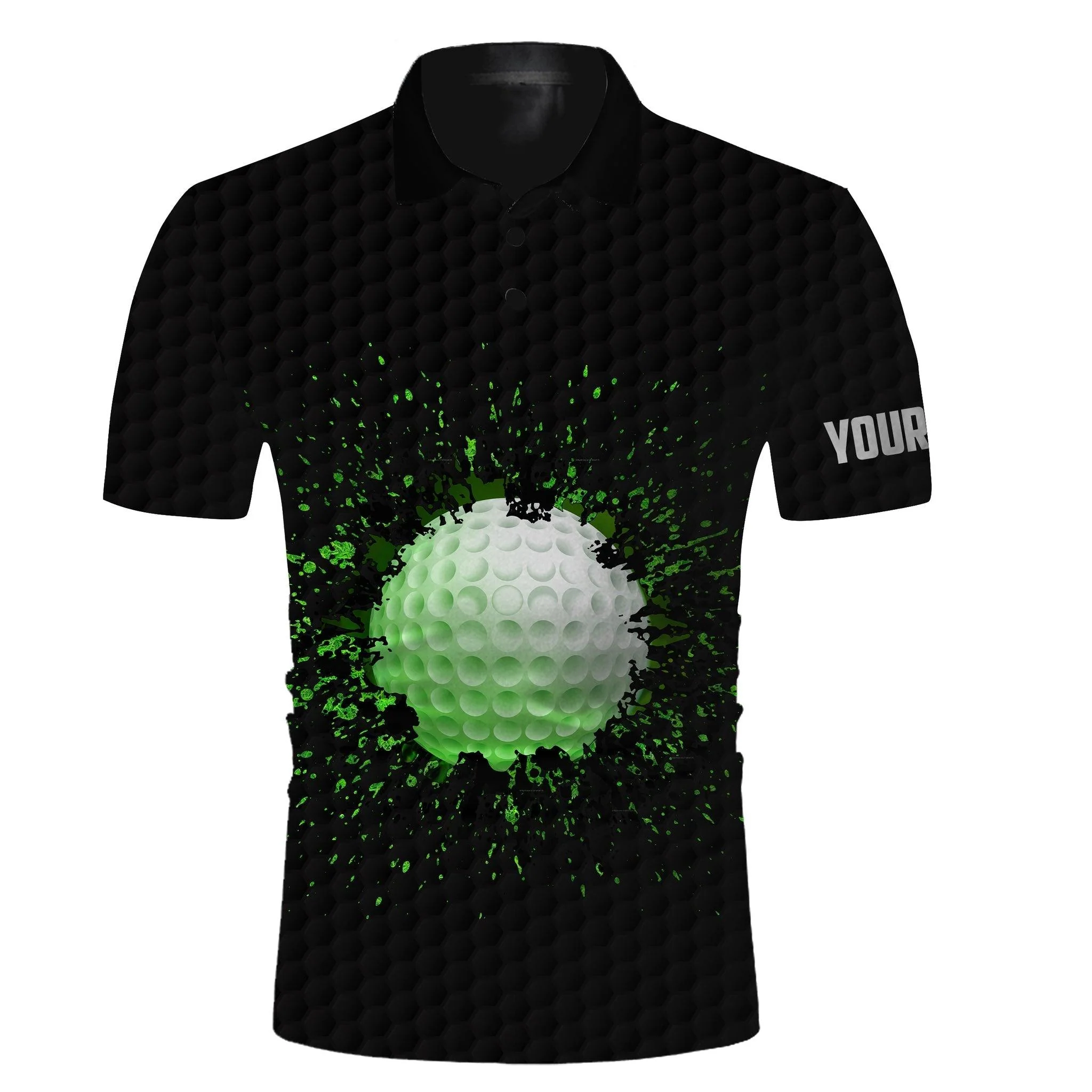 Golf Men Polo Shirt - Custom Name Black Splatter Apparel Men Polo Shirt - Personalized Gift For Golf Lover, Men, Husband, Team, Boyfriend