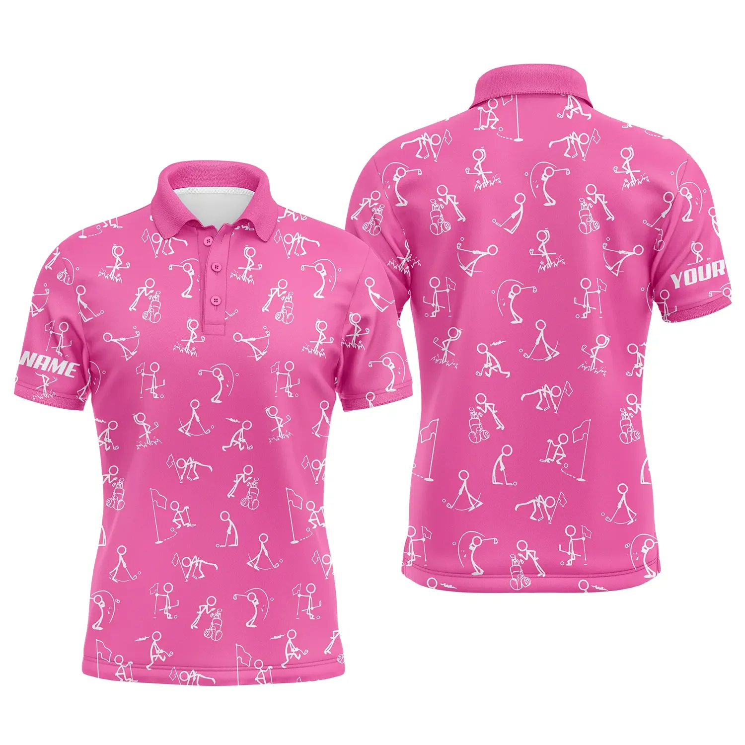 Golf Men Polo Shirt, Custom Name funny Golf Pattern Wear Apparel - Personalized Sports Gift For Men, Husband, Boyfriend, Golf Lovers - Image 2