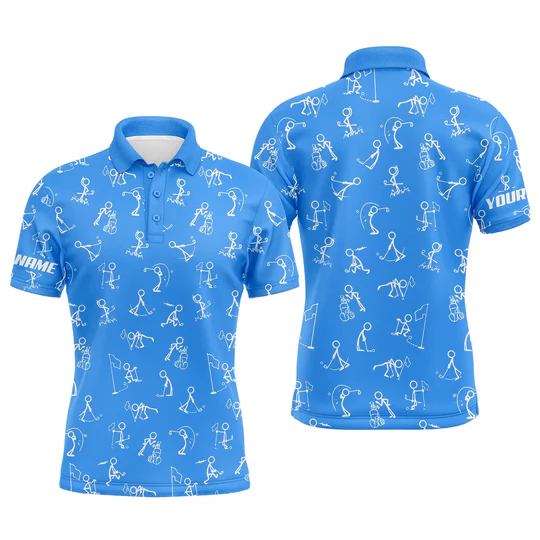 Golf Men Polo Shirt, Custom Name funny Golf Pattern Wear Apparel - Personalized Sports Gift For Men, Husband, Boyfriend, Golf Lovers - Image 3