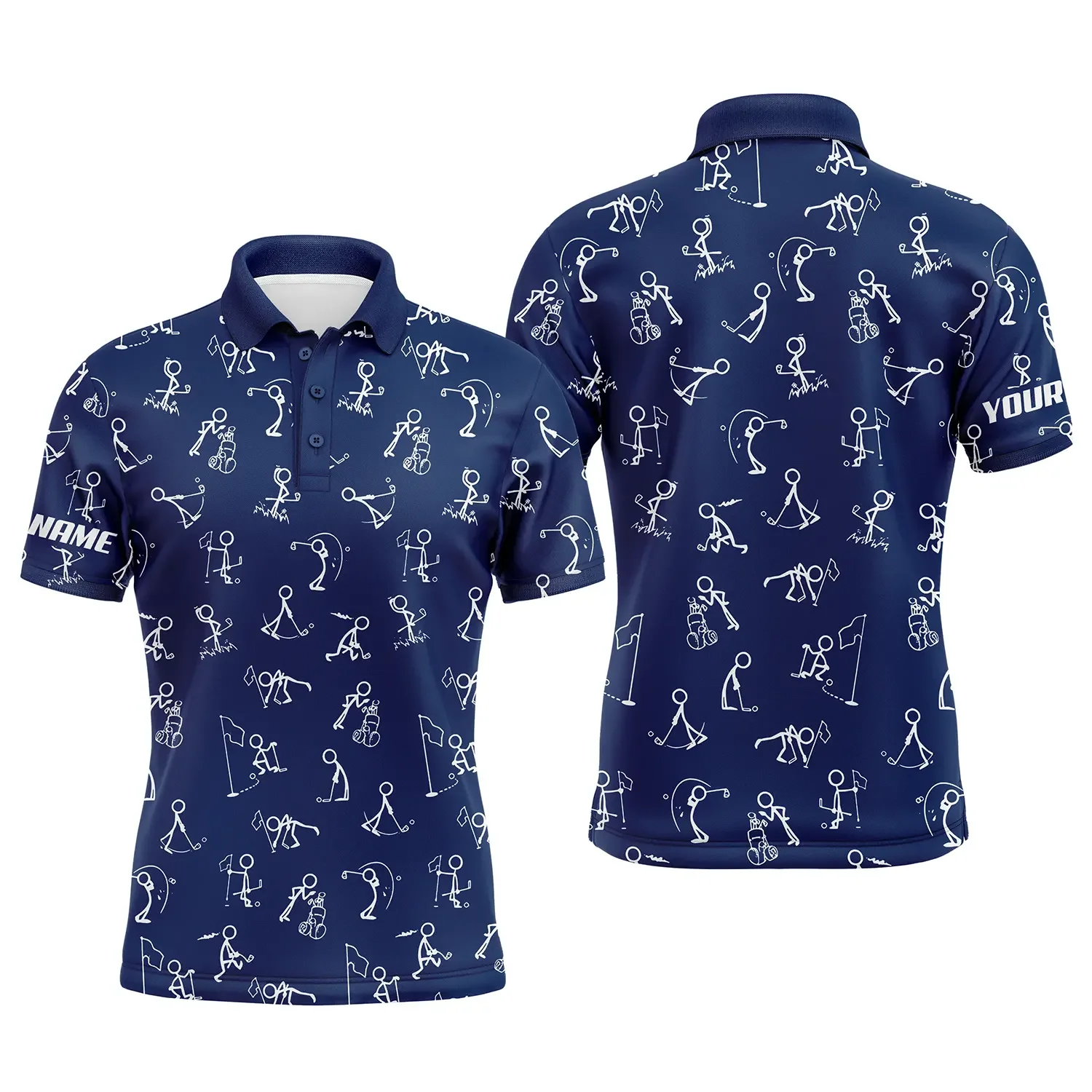 Golf Men Polo Shirt, Custom Name funny Golf Pattern Wear Apparel - Personalized Sports Gift For Men, Husband, Boyfriend, Golf Lovers - Image 5