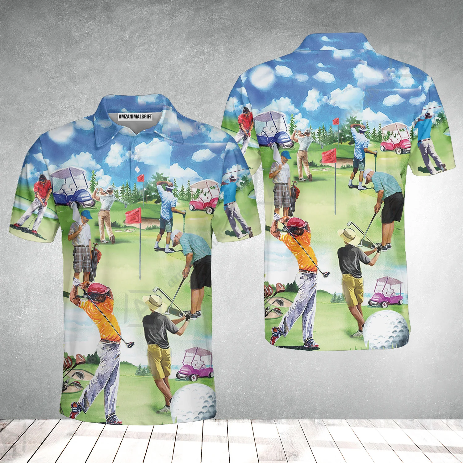 Golf Polo Shirt - Golf Eat Sleep Golf Repeat Polo Shirt - Perfect Gift For Men, Golfers, Golf Lovers - Image 2
