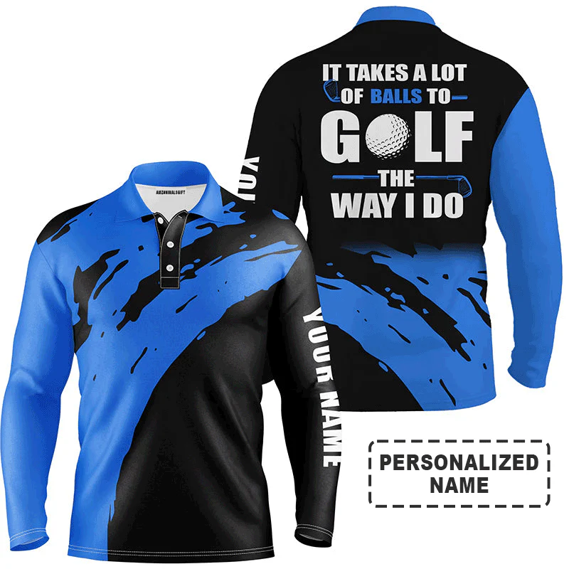 Golf Men Polo Shirt - Custom Name Multicolor Apparel - It Takes A Lot Of Balls To Golf The Way I Do - Perfect Polo Shirt For Men, Golfers - Image 4