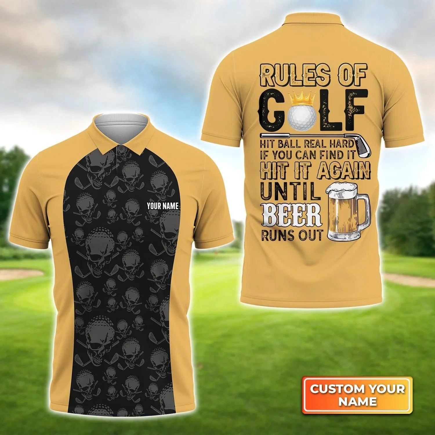 Golf Men Polo Shirt Custom Name - Rules of Golf Personalized Polo Shirt For Men - Gift For Golfers, Friend, Family