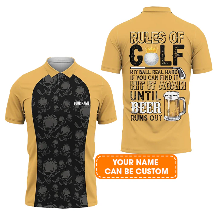 Golf Men Polo Shirt Custom Name - Rules of Golf Personalized Polo Shirt For Men - Gift For Golfers, Friend, Family - Image 2
