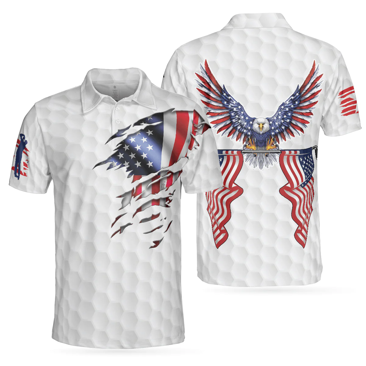 Golf Men Polo Shirt, Golf American Flag Polo Shirt, Patriotic Golf Shirt For Men - Best Gift For Golfers, Golf Lovers