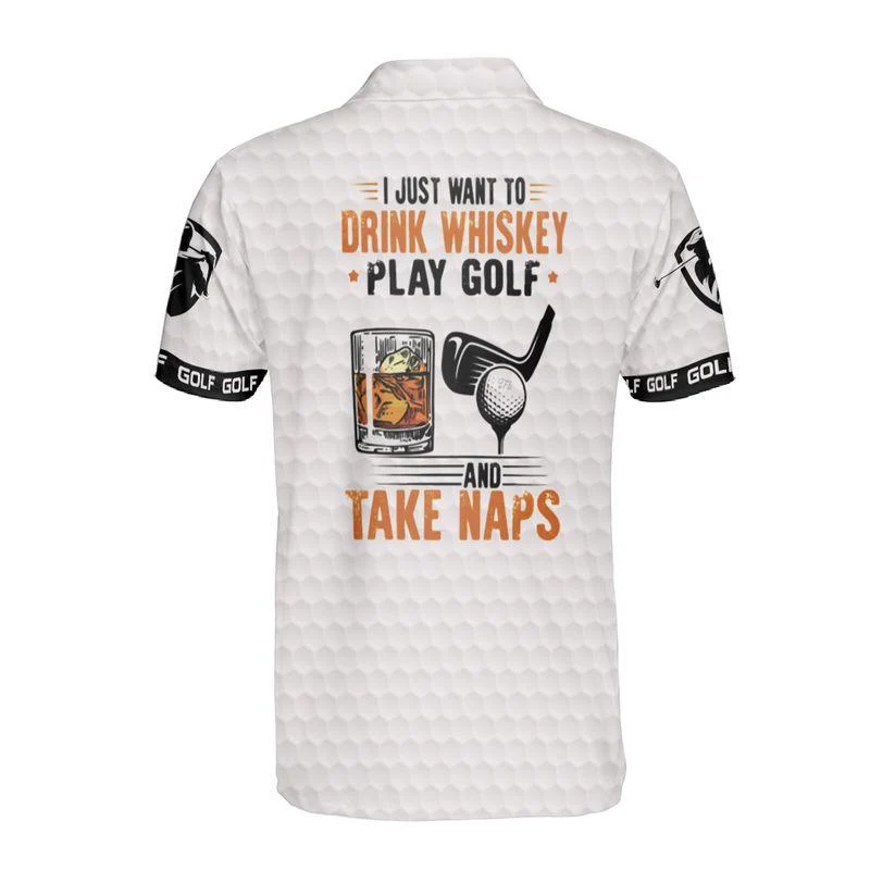 Golf Men Polo Shirt, Golf And Whiskey Polo Shirts For Men, American Flag Polo Shirts, Golf Pattern Men's Short Sleeve Polo Shirt - Image 3