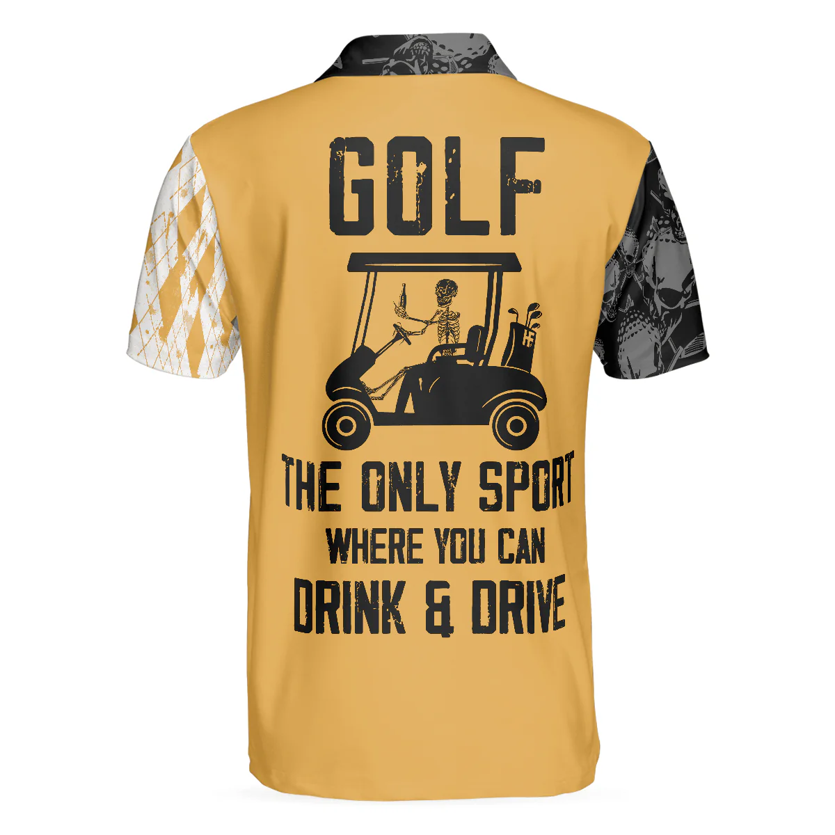 Golf Men Polo Shirt, Golf The Only Sport Where You Can Drink & Drive Polo Shirt, Skull Drinking Polo Shirt For Men, Golfers - Image 2