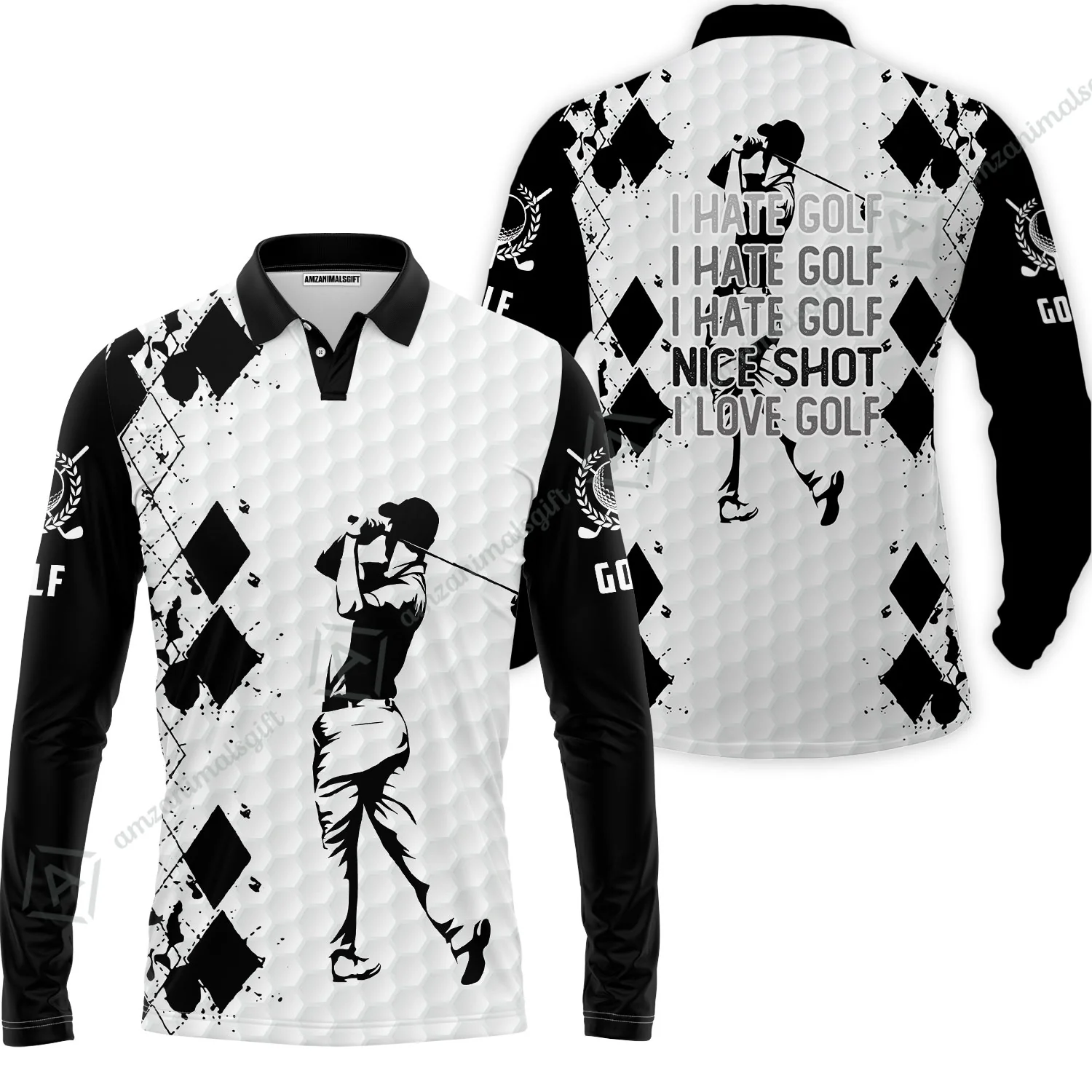 Golf Men Polo Shirt -  I Hate Golf Nice Shot I Love Golf Polo Shirt - Image 3